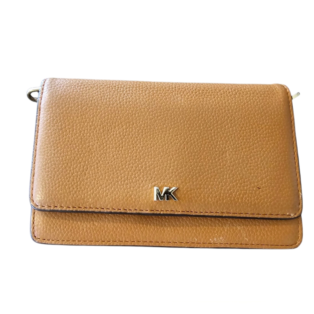 Michael Kors Tan Pebbled Leather Convertible Bag Wallet Wristlet